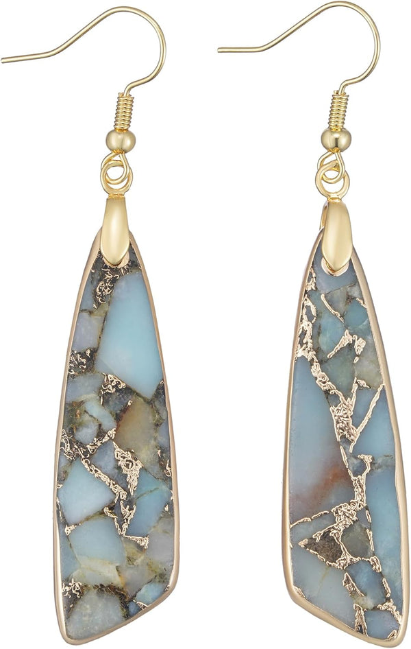 Natural Stone Long Drop Boho Earrings