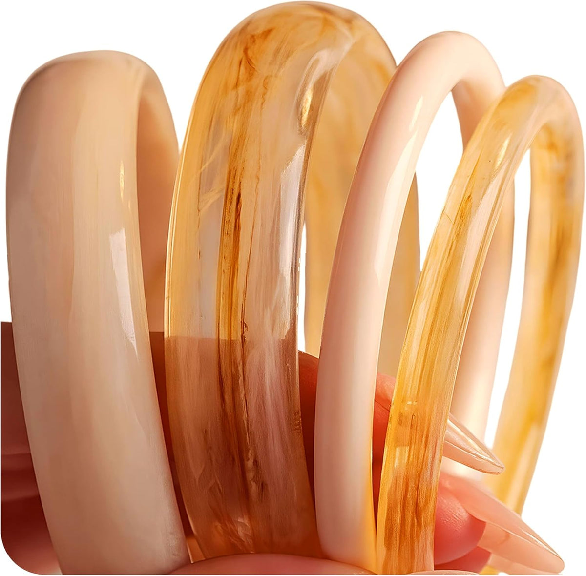Acrylic Bangles Bracelets for Women, Irregular Acrylic Resin Chunky Bracelets Geometric Fashions Thick Statement bangle Set