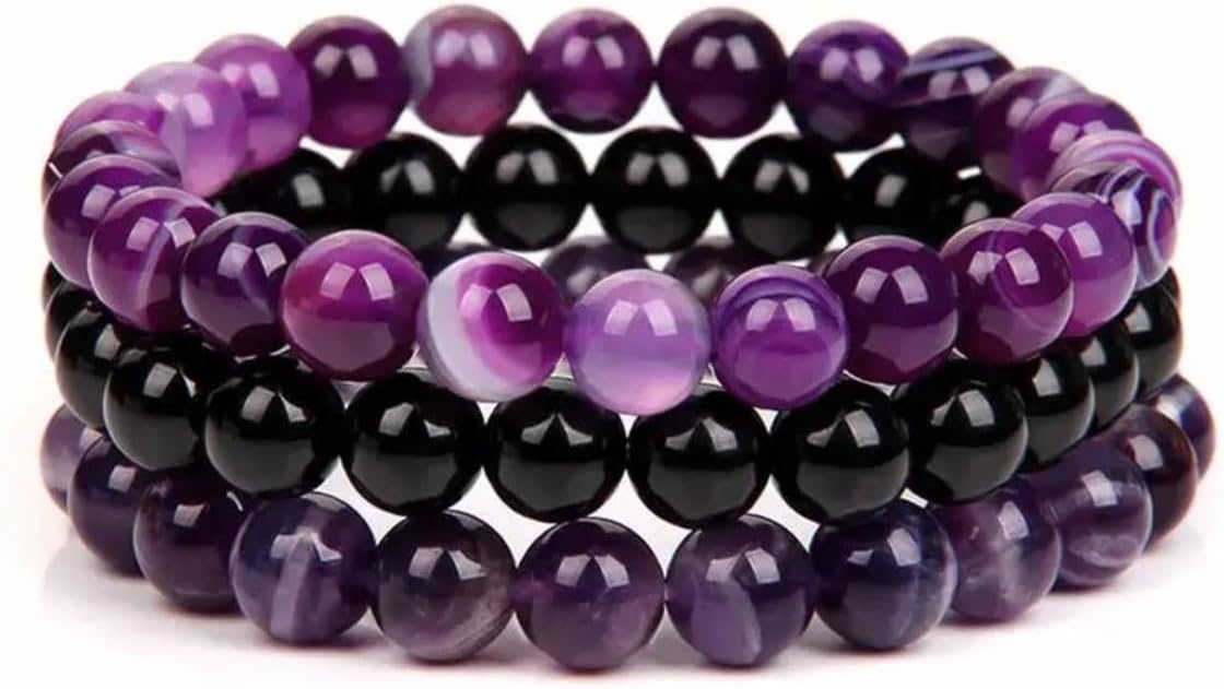 WFJ Black Obsidian Hematite Triple Protection Bracelets Set - Tiger Eye Beaded Natural Stone Bracelet for Men Women Gemstone (10MM)