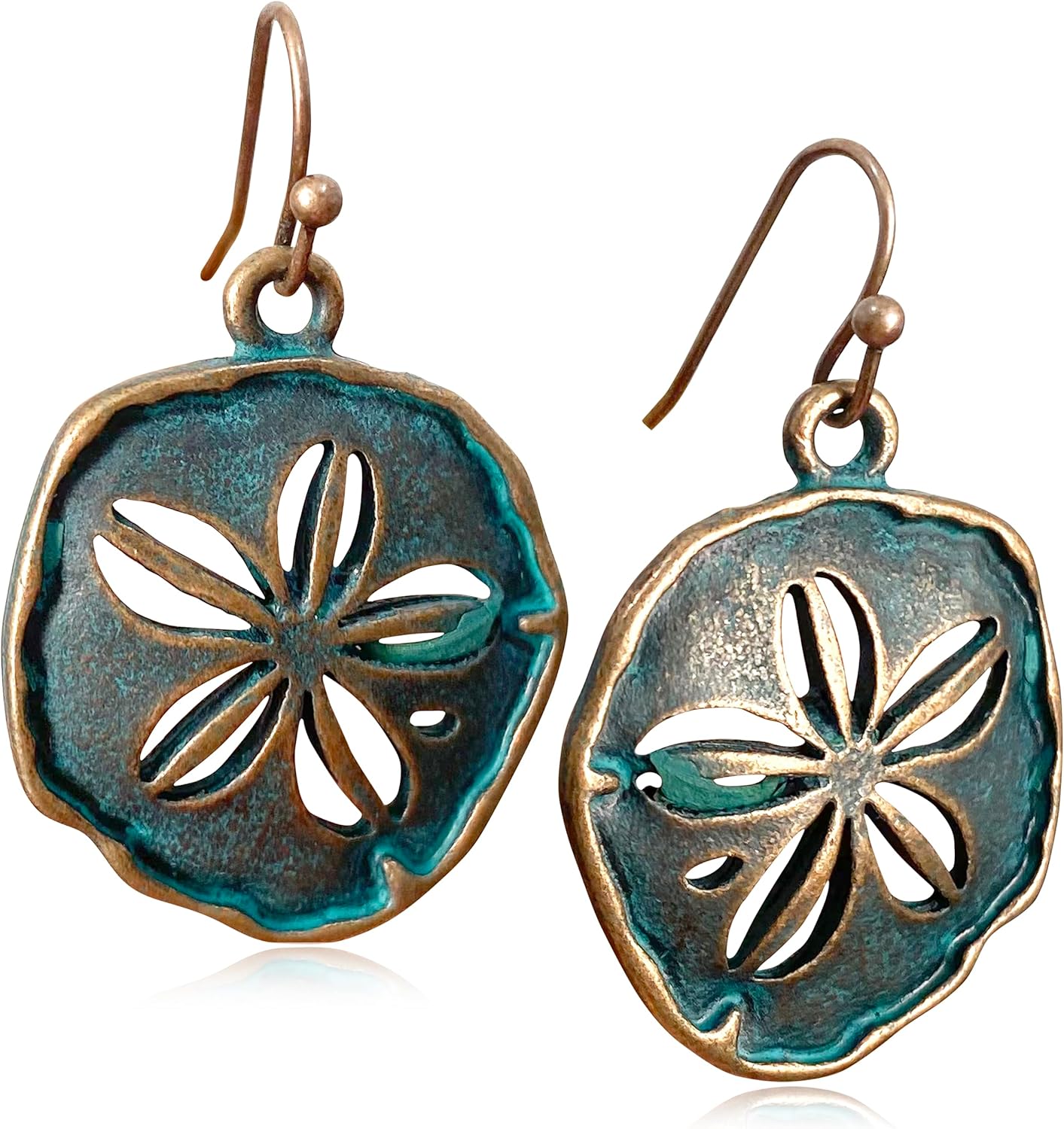 Vintage Bronze Spiral Leaf Hoop Boho Earrings