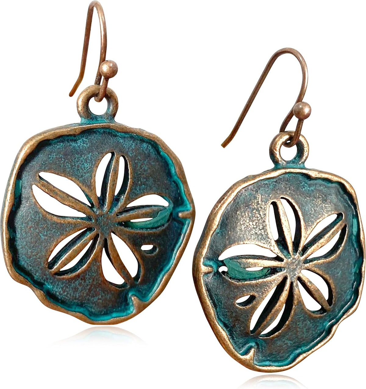 Vintage Bronze Spiral Leaf Hoop Boho Earrings