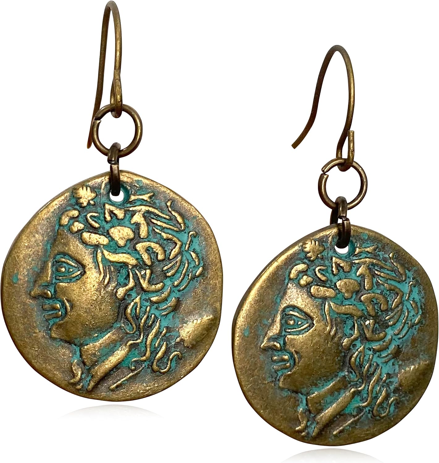 Vintage Bronze Spiral Leaf Hoop Boho Earrings