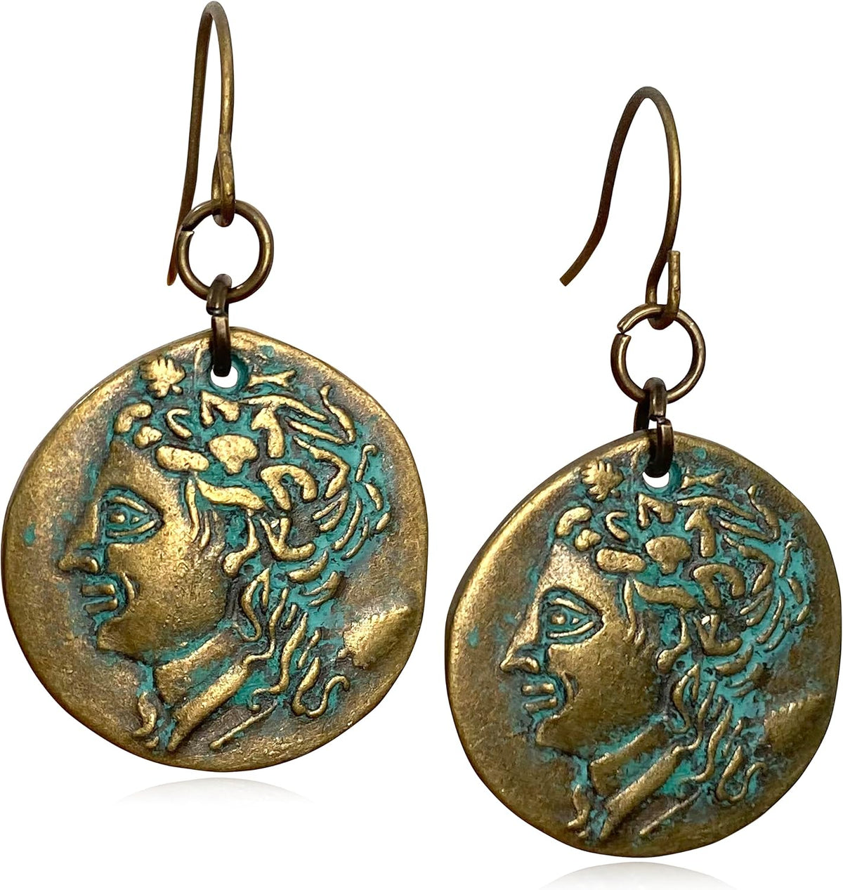 Vintage Bronze Spiral Leaf Hoop Boho Earrings