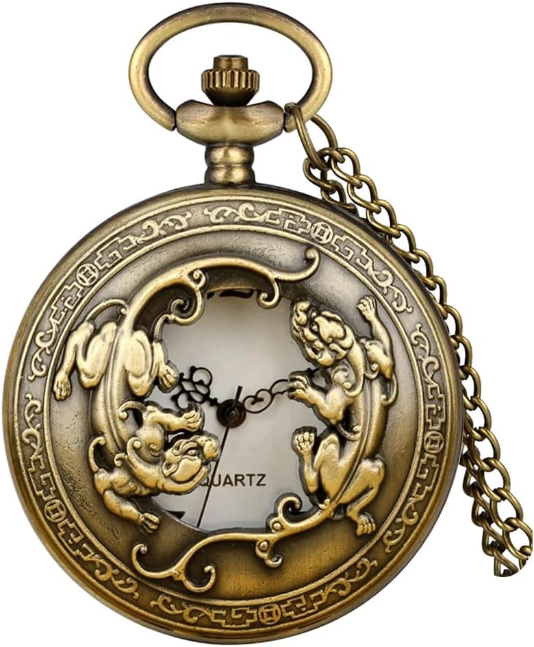 Vintage Quartz Pocket Watches for Men with Chains Pendant Pocket Watch