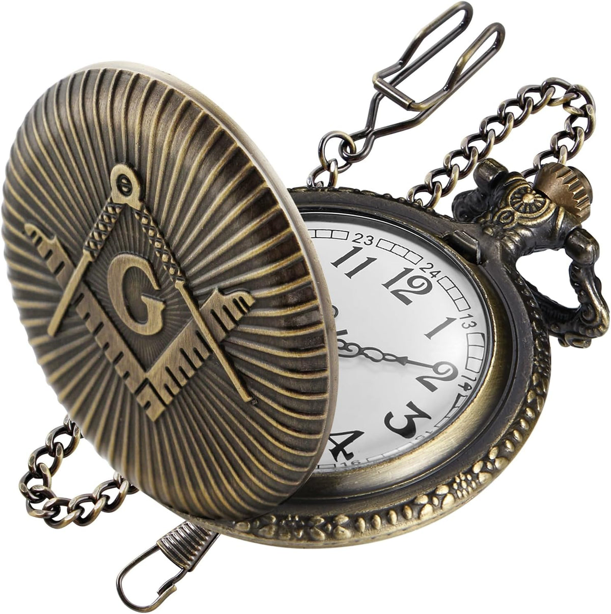 Animal Patch Pocket Watch, Carved Animal Design Patch Pocket Watch for