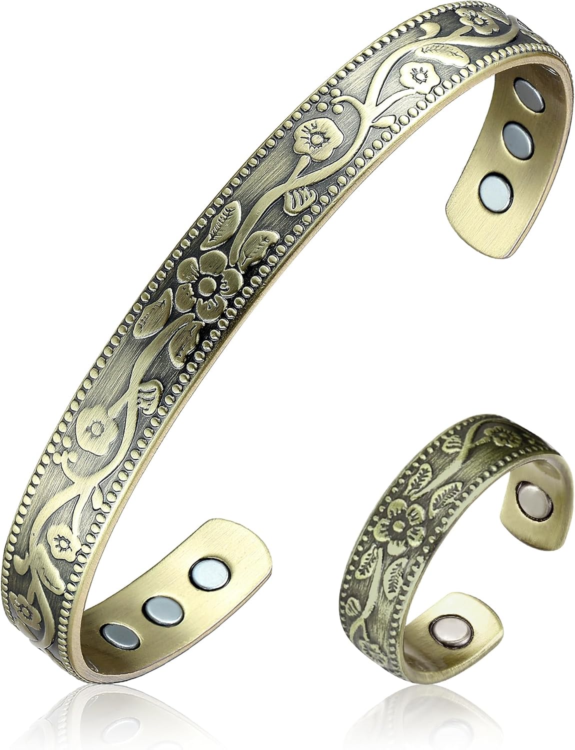 Copper Magnetic Bracelet Set for Women Men, Pure Copper Jewelry Gift