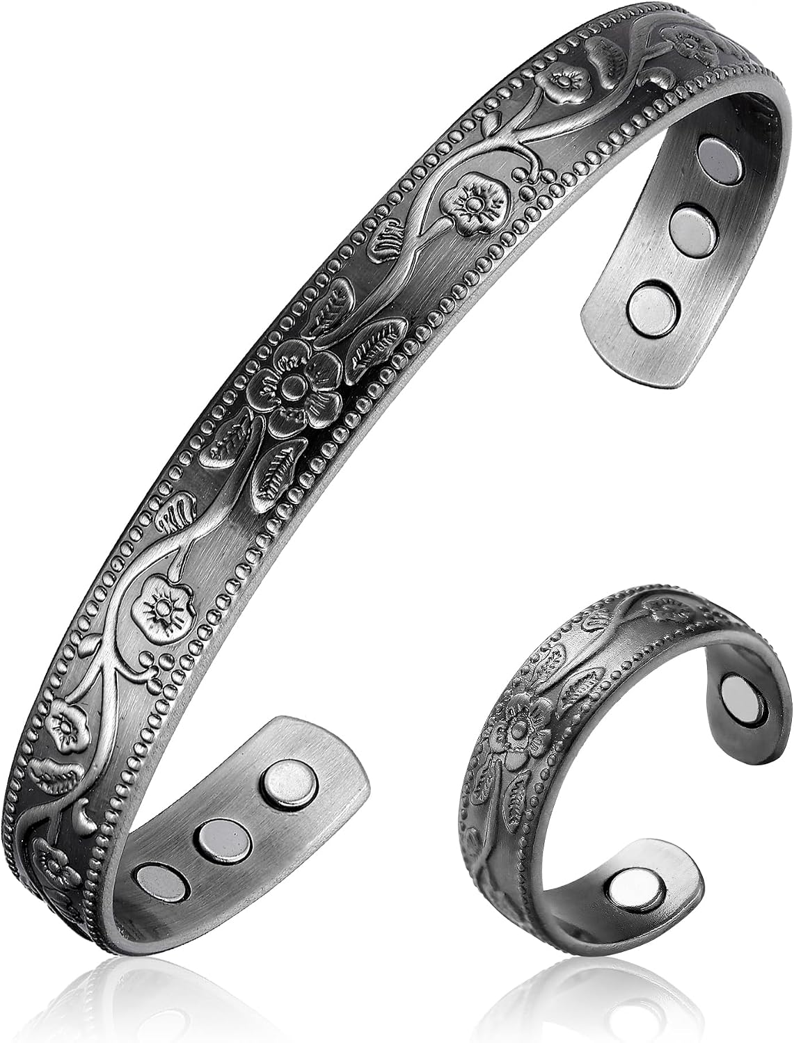 Copper Magnetic Bracelet Set for Women Men, Pure Copper Jewelry Gift