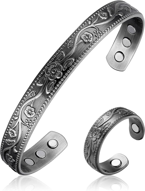 Copper Magnetic Bracelet Set for Women Men, Pure Copper Jewelry Gift