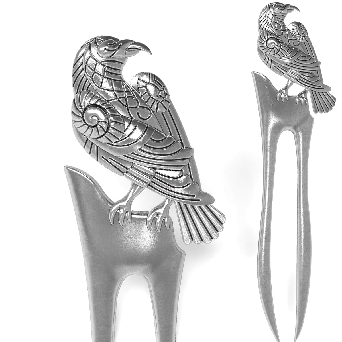 2pack U Shaped Viking Raven Metal Hair Prong Forks French Hair Styling Pins Black Wicca Witch Sticks Renaissance Festival Acceossories for Women Perfect for Thick Hair