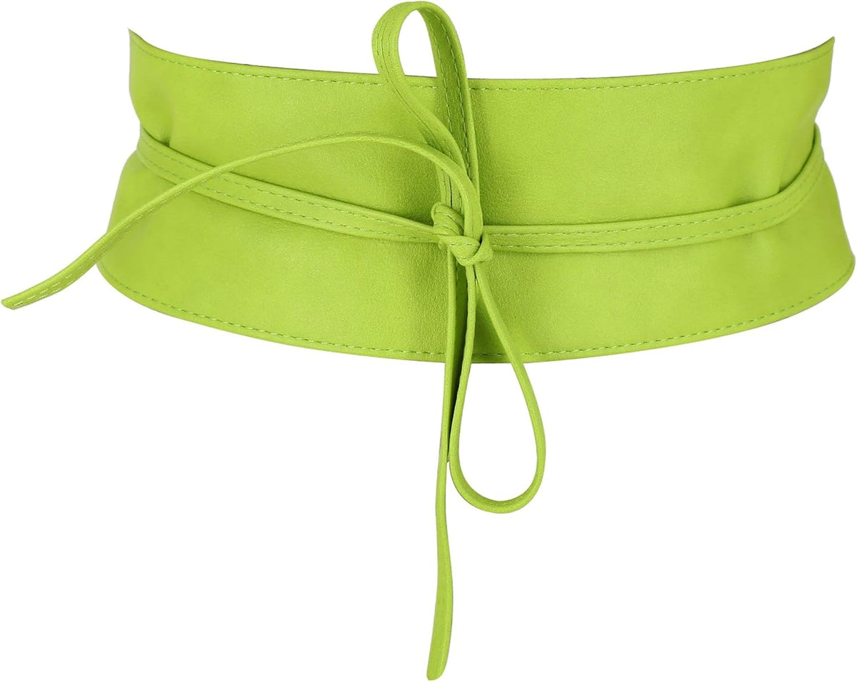 Woman Leatherette Waisband Obi Belt, Mica