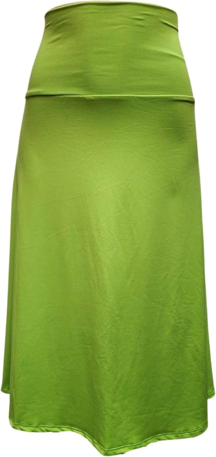 Women's A-Line Foldover Lightweight Flare Midi Pull On Closure Skirt