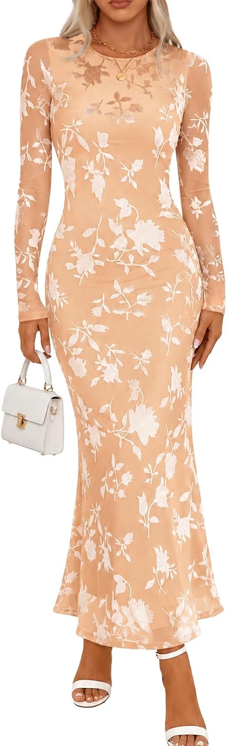 MEROKEETY Womens Fall Velvet Formal Wedding Guest Maxi Dress