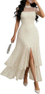 GothDark Women's Summer Mesh Ruffle Polka Dot Party Wedding Guest Dresses