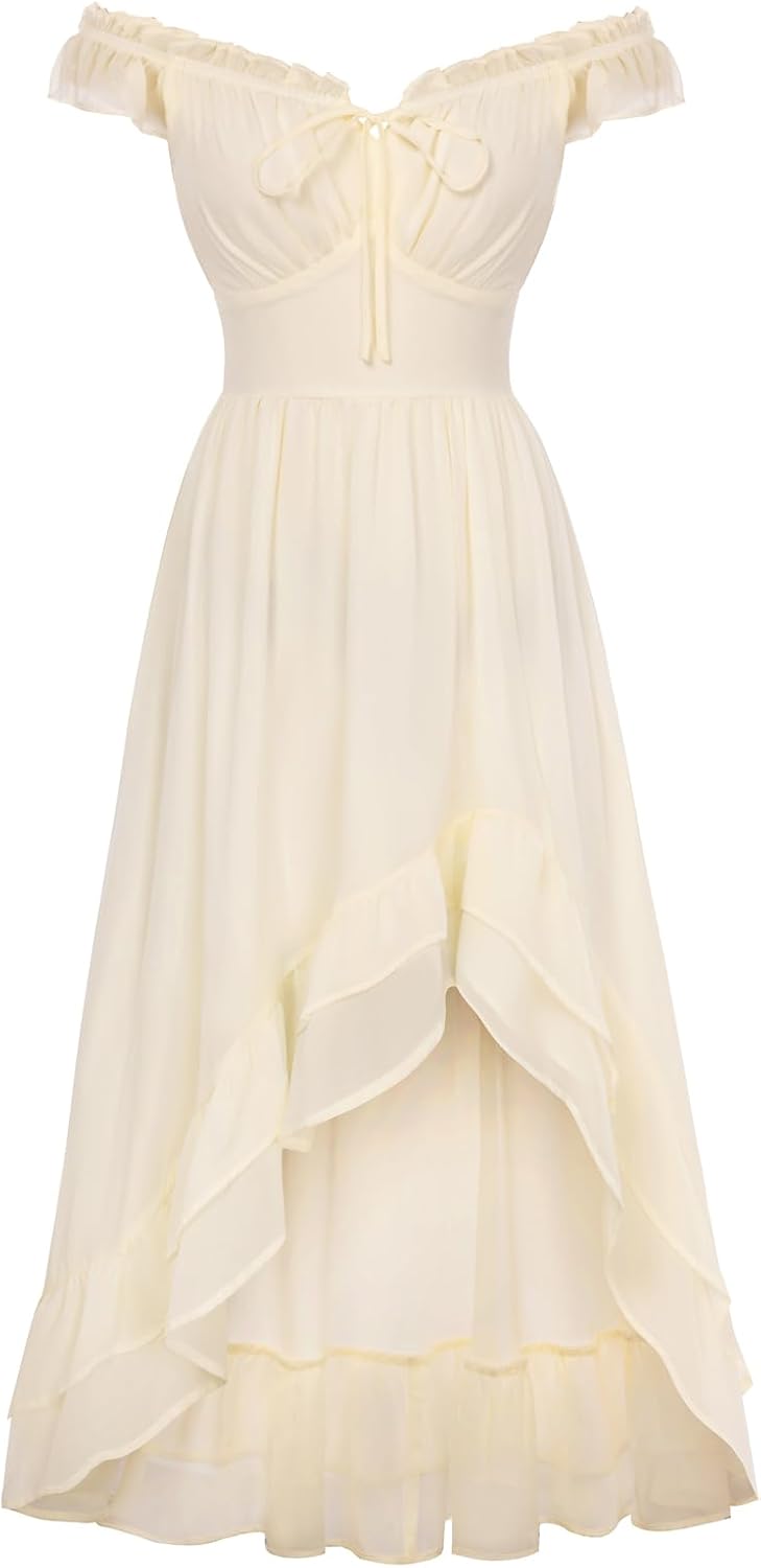 Scarlet Darkness Renaissance Corset Dress Off Shoulder Chiffon Sundress