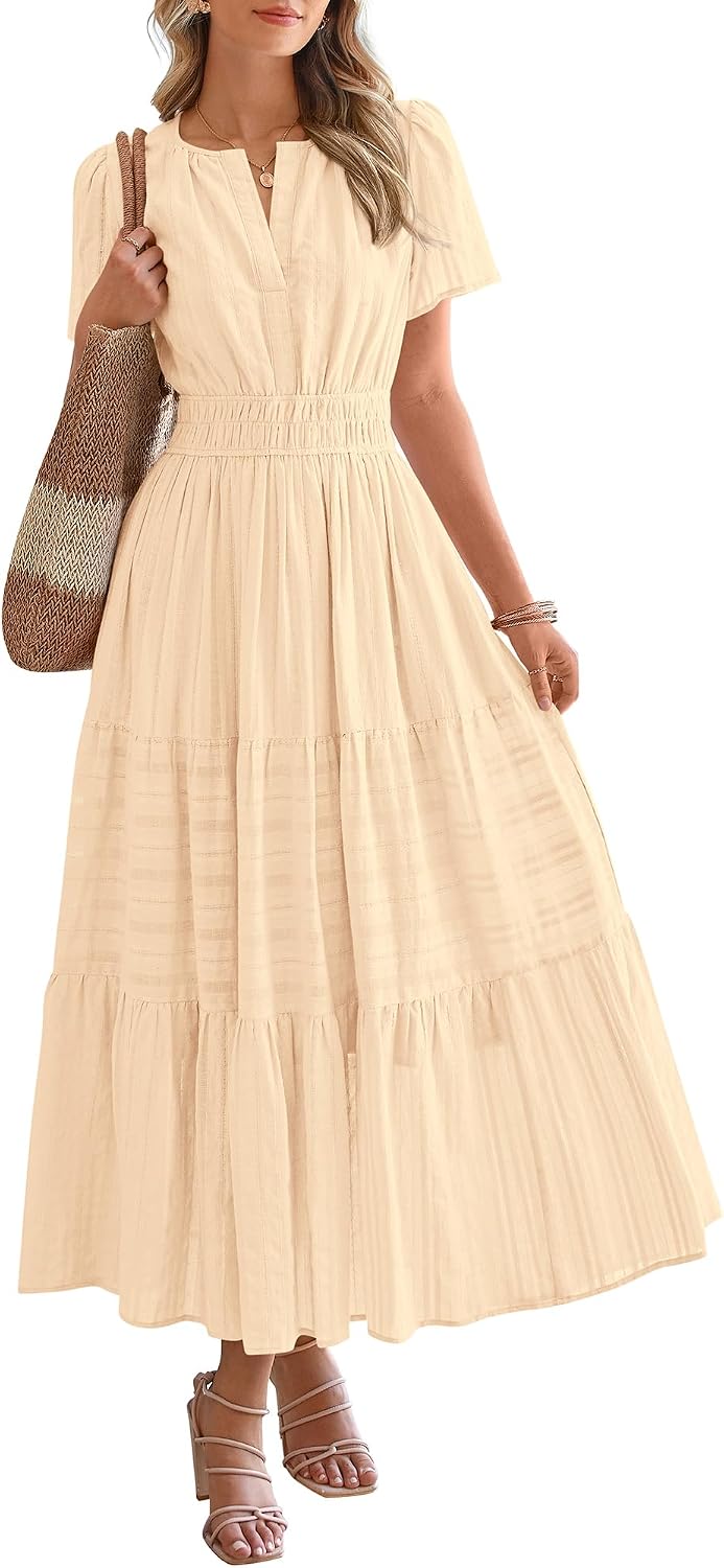 BTFBM Womens Summer 2026 Casual Maxi Dresses Lightweight Short Sleeve Dress Secondary image