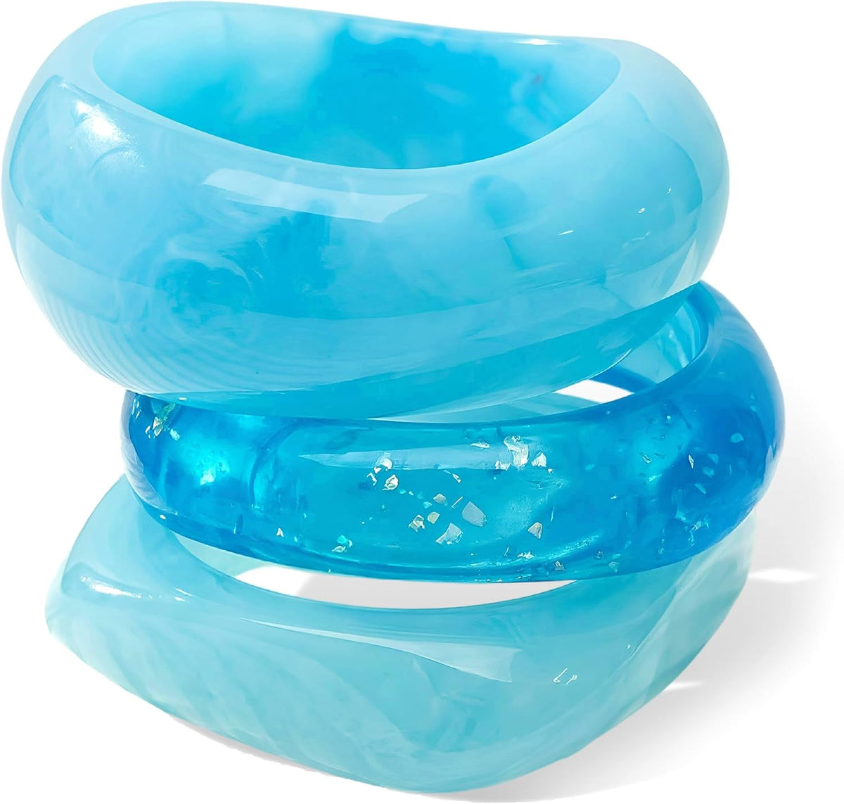 Acrylic Bangles Bracelets for Women, Irregular Acrylic Resin Chunky Bracelets Geometric Fashions Thick Statement bangle Set