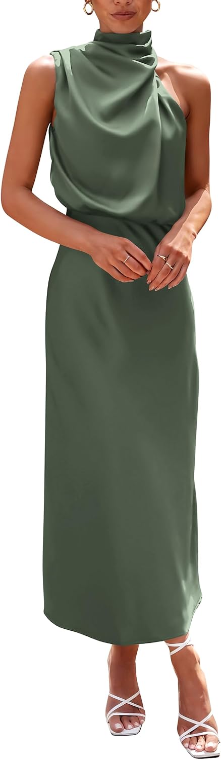 PRETTYGARDEN Women's Summer Satin Maxi Cocktail Dress