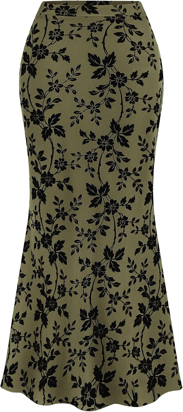 BTFBM Womens Floral Mesh Maxi Skirts