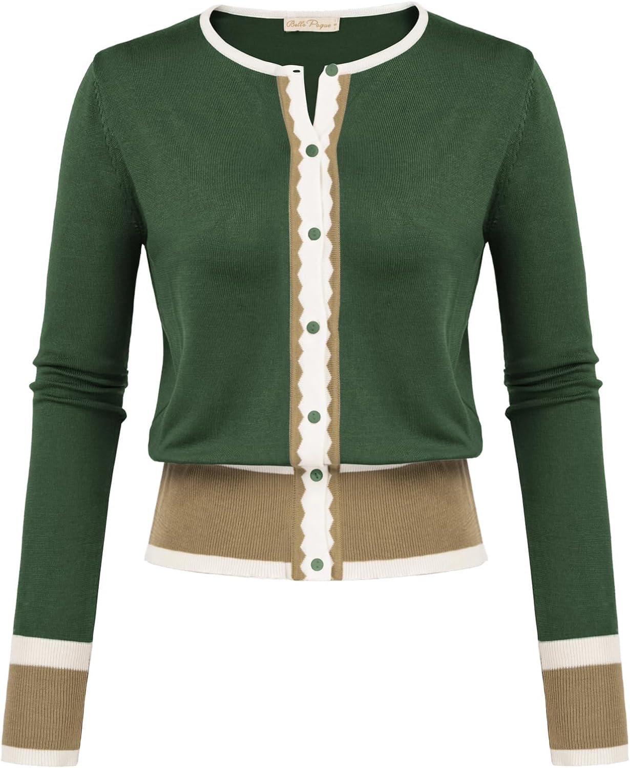 Women's Color Block Cropped Knit Cardigan