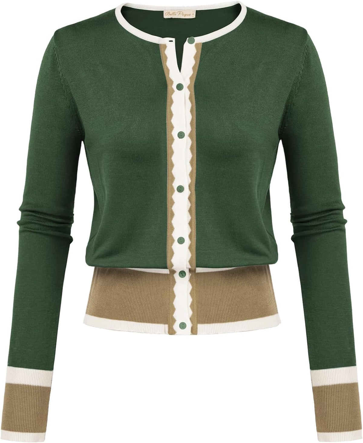 Women's Color Block Cropped Knit Cardigan