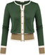 Women's Color Block Cropped Knit Cardigan
