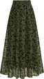 BTFBM Womens Floral Mesh Maxi Skirts Long Tulle Skirt