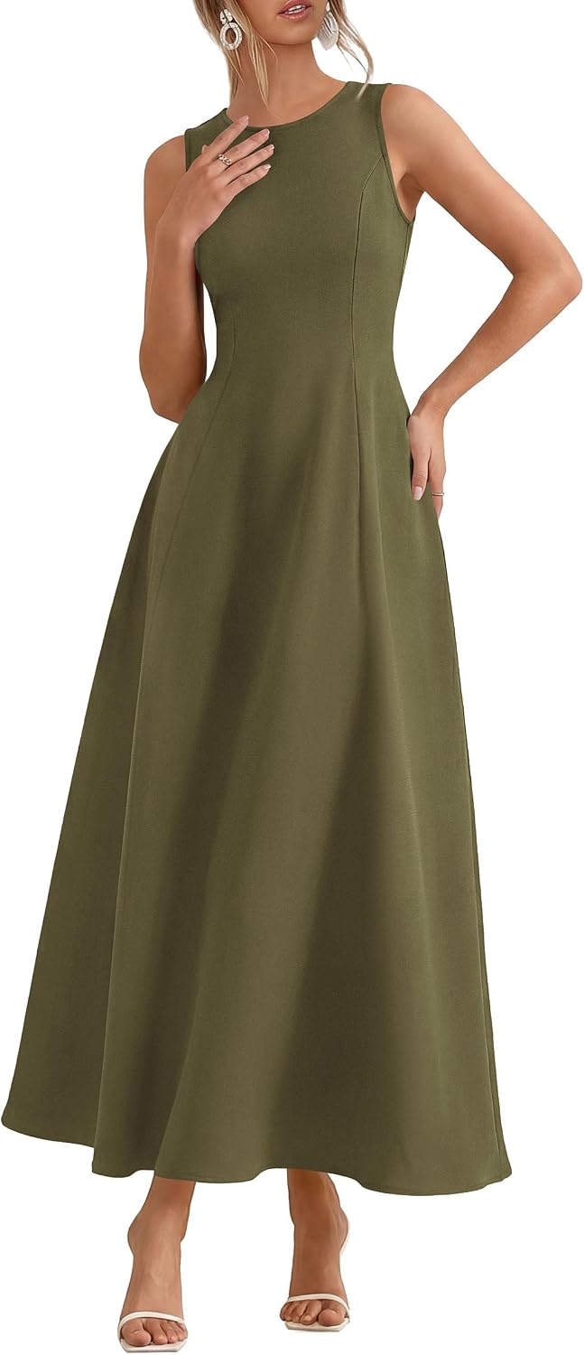 PRETTYGARDEN Women's Sleeveless Summer Elegant Maxi Dresses