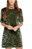 R.Vivimos Women's Crushed Velvet Short Sleeve Mini Dress