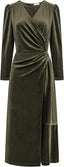 R.Vivimos Women's Velvet Wrap Fall Winter Elegant Midi Dress