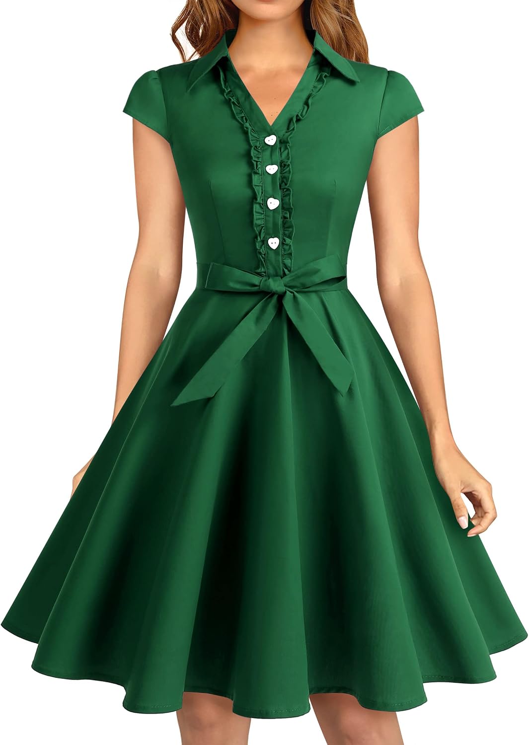 Wedtrend Women's 1950s Rockabilly Cap Sleeve Vintage Swing Cocktail Dress