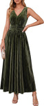 Simplee Womens Velvet Sleeveless Formal Wedding Guest Cocktail Maxi Dress