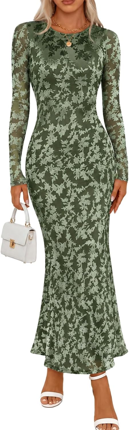 MEROKEETY Womens Fall Velvet Formal Wedding Guest Maxi Dress