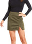 Women's High Waist Faux Suede Side Split Bodycon Short Mini Skirt