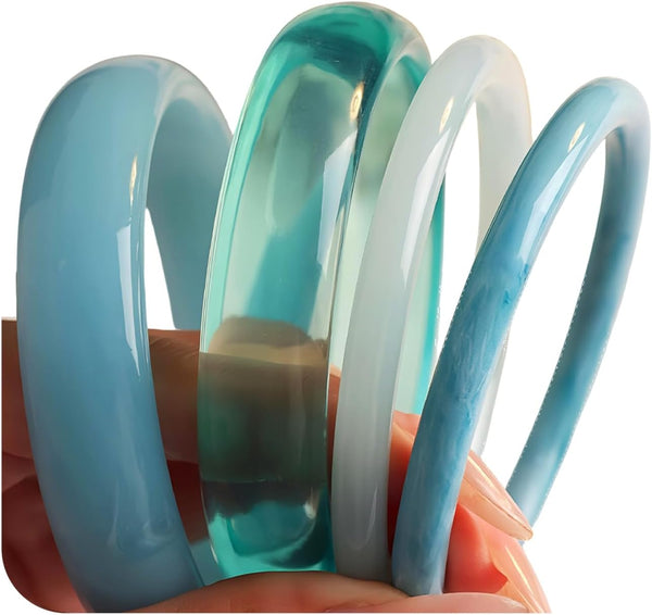 Acrylic Bangles Bracelets for Women, Irregular Acrylic Resin Chunky Bracelets Geometric Fashions Thick Statement bangle Set