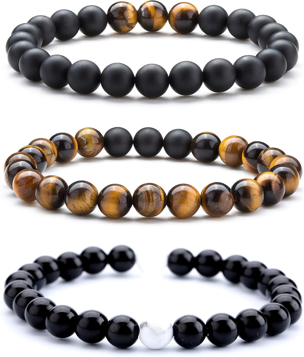 Men Women 8mm Tiger Eye Stone Beads Bracelet