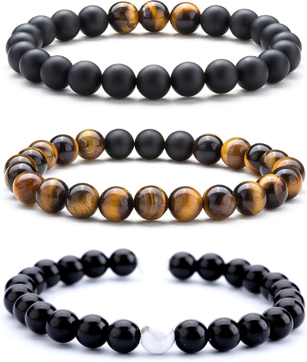 Men Women 8mm Tiger Eye Stone Beads Bracelet