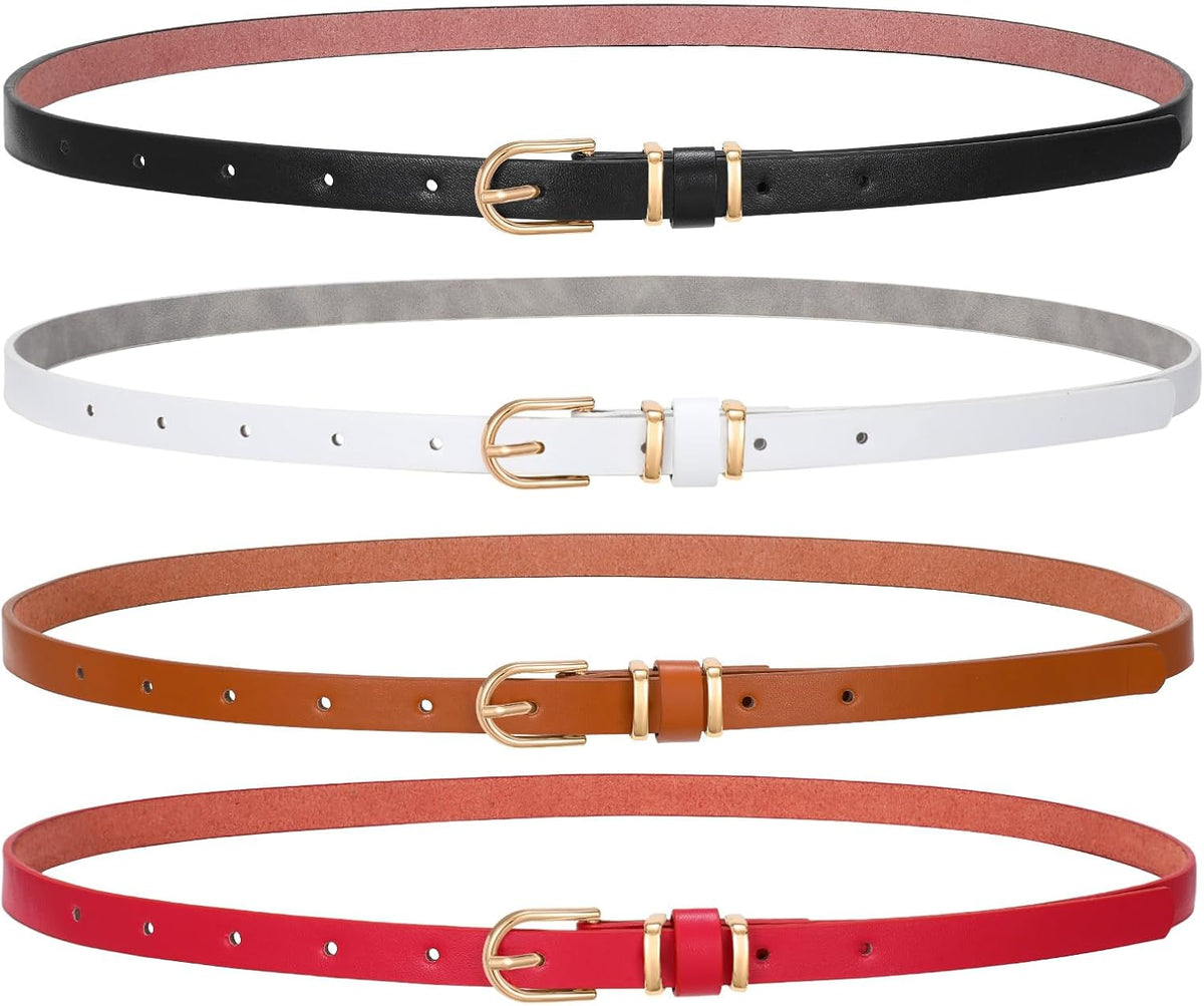 4 Pack Women Belt With Gold Alloy Buckle
