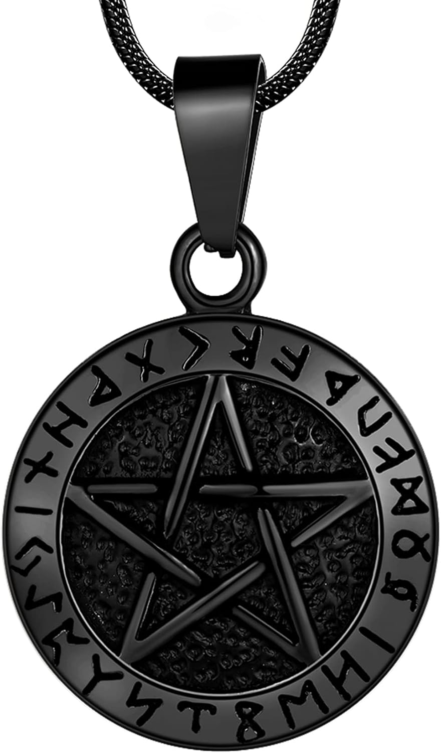 Hipunk Pentagram Pentacle Wiccan Necklace -Star Satanic Pendant 316L Stainless Steel Traditional Seal of Solomon Tetragrammaton Eliphas Levi's Pentagra Wicca Punk Retro Jewelry
