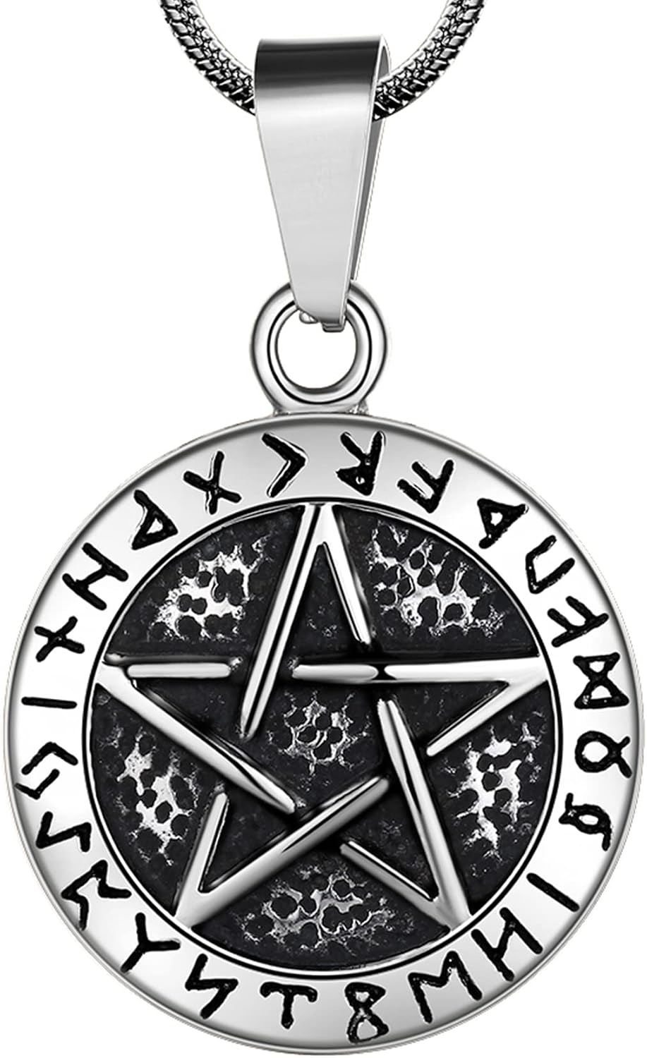 Hipunk Pentagram Pentacle Wiccan Necklace -Star Satanic Pendant 316L Stainless Steel Traditional Seal of Solomon Tetragrammaton Eliphas Levi's Pentagra Wicca Punk Retro Jewelry