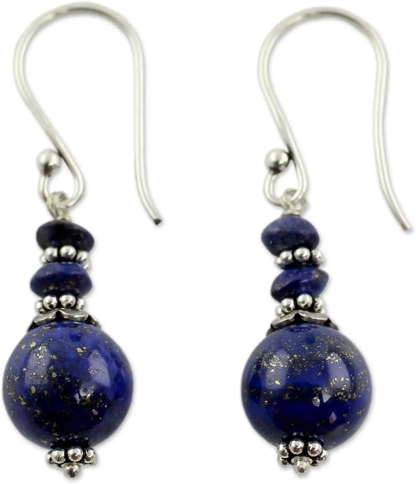 Double Lapis Lazuli Drop Bead Earrings