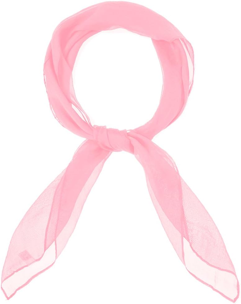 MissShorthair 50s Chiffon Scarf Sheer Square Neck Head Scarf for Women