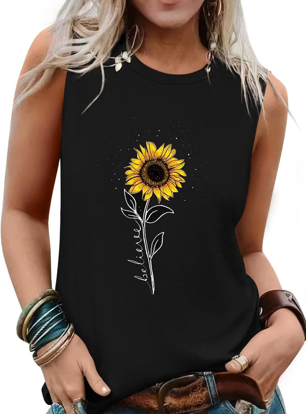 Womens Tank Tops Summer Sleeveless Tank Top Beach Vacation Tops Loose Running Athletic T-Shirt