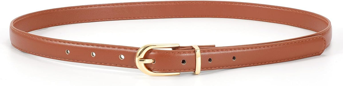 Womens Skinny Leather Belt Ladies Thin Faux Leather Belt With