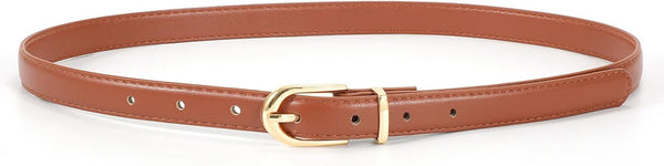 Womens Skinny Leather Belt Ladies Thin Faux Leather Belt With