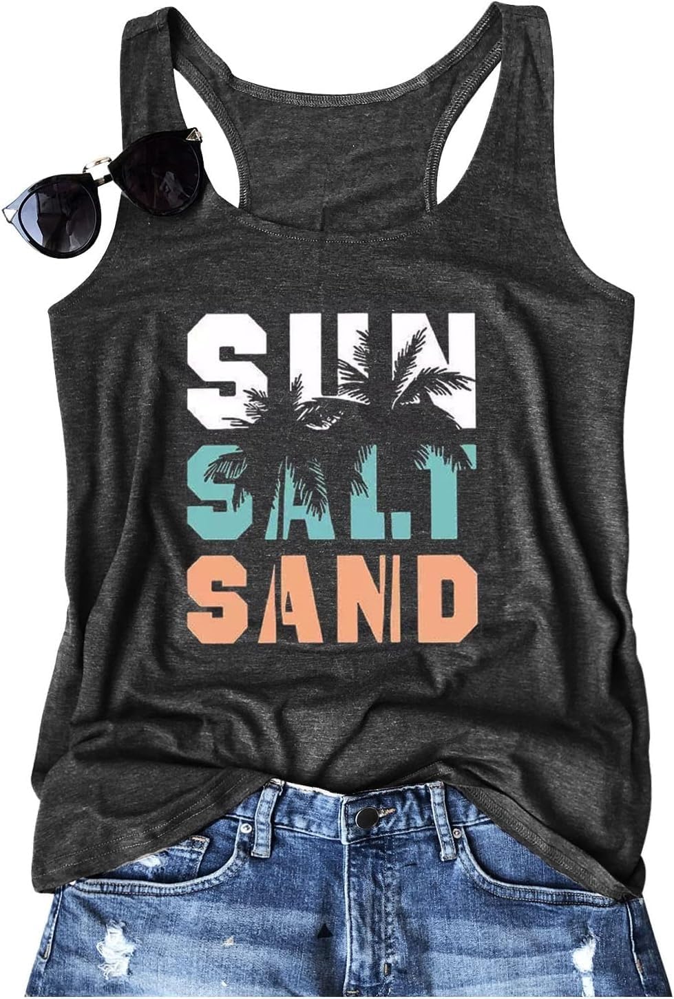 Womens Tank Tops Summer Racerback Graphic Tanks Beach Vacation Tops Loose Running Athletic Sleeveless Shirt Cami