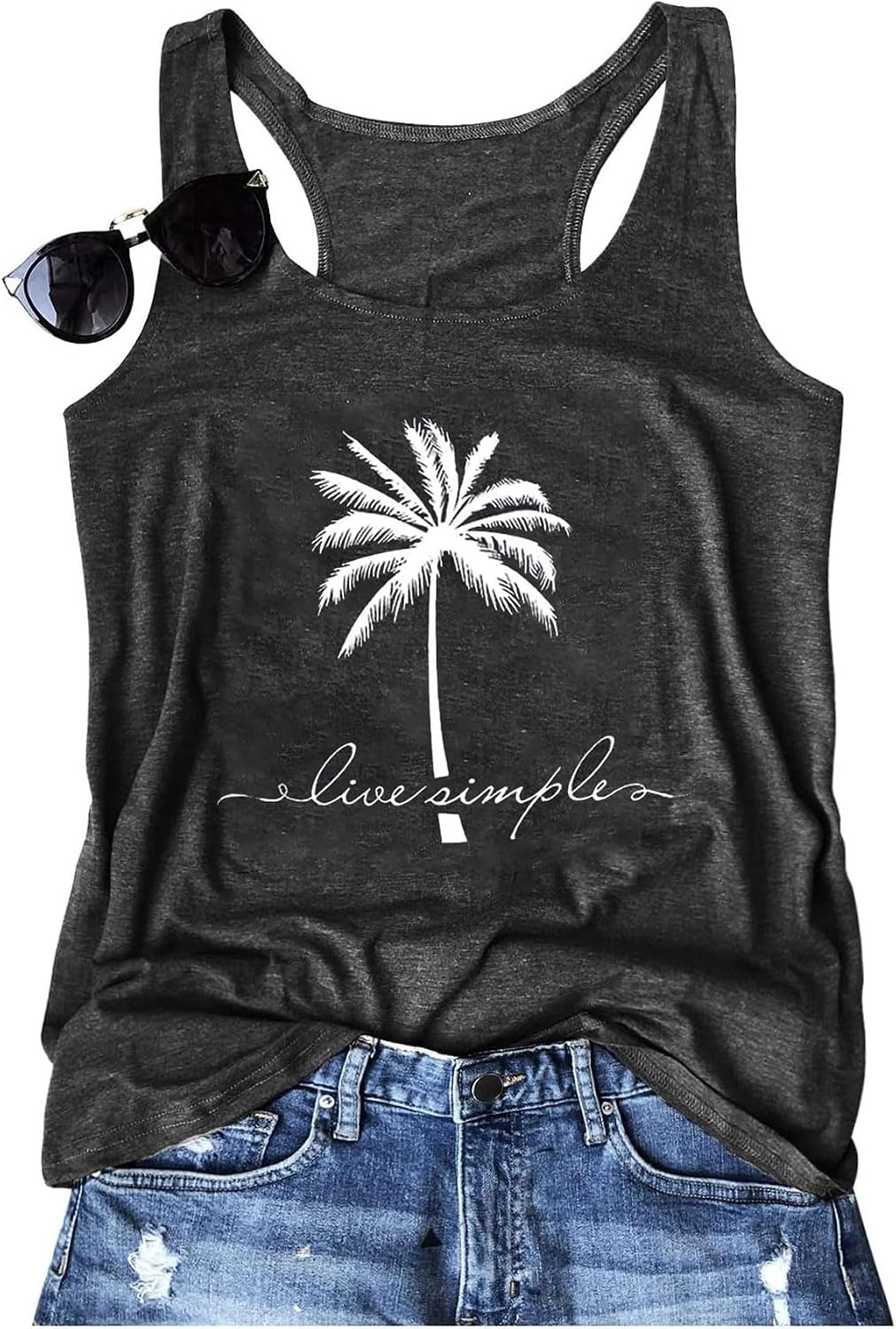 Womens Tank Tops Summer Racerback Graphic Tanks Beach Vacation Tops Loose Running Athletic Sleeveless Shirt Cami
