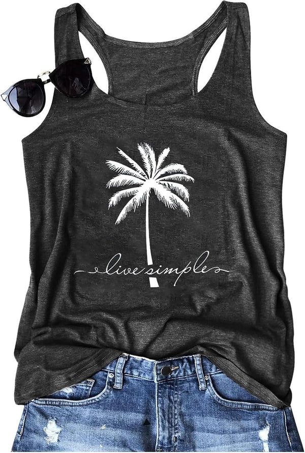 Womens Tank Tops Summer Racerback Graphic Tanks Beach Vacation Tops Loose Running Athletic Sleeveless Shirt Cami