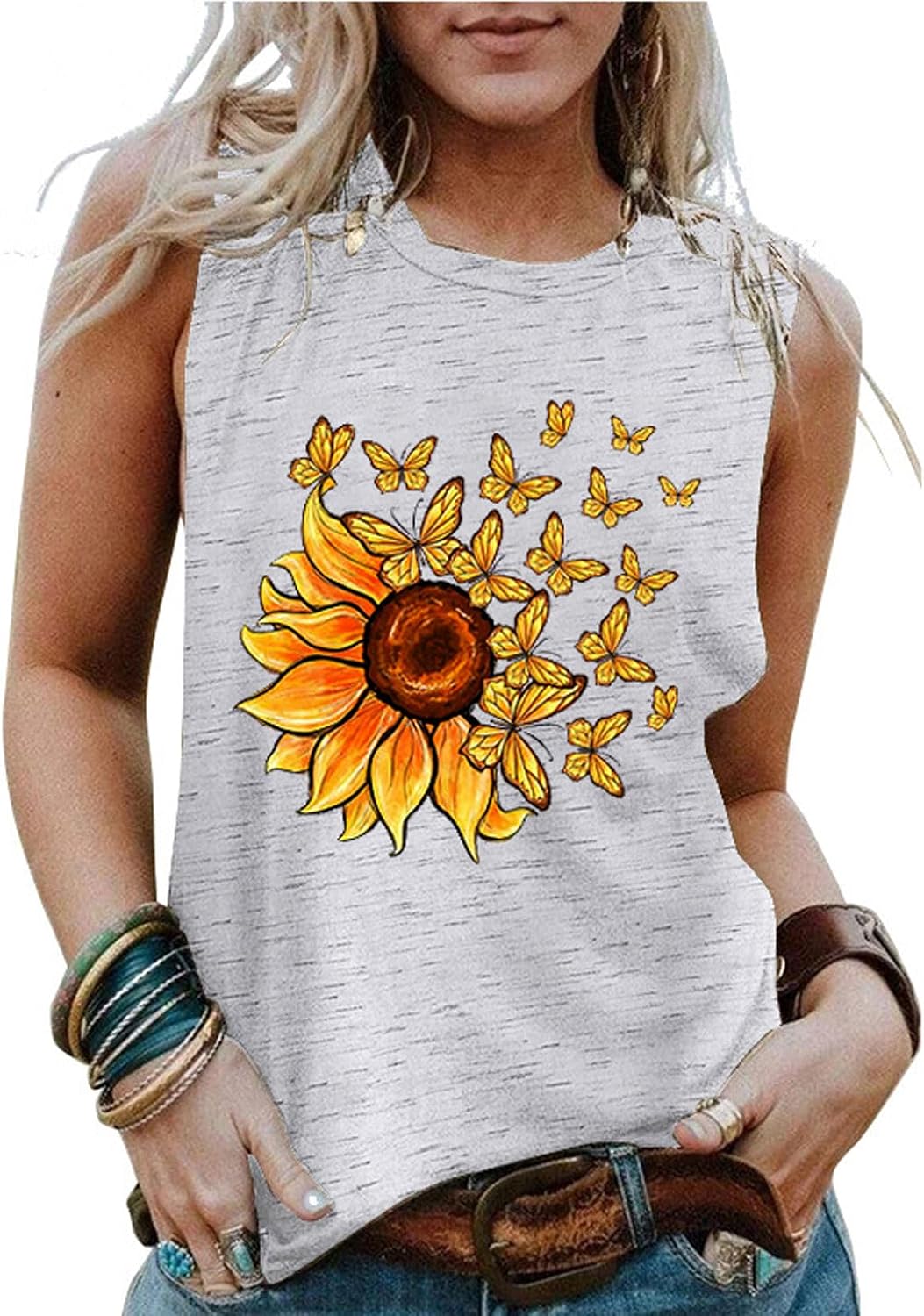 Womens Tank Tops Summer Sleeveless Tank Top Beach Vacation Tops Loose Running Athletic T-Shirt