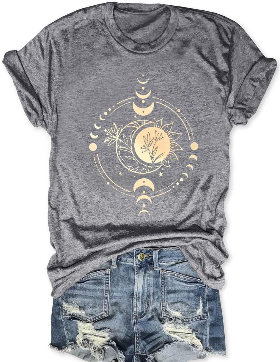 Women Mystical Moon and Sun Shirt Vintage Celestial Moon Top