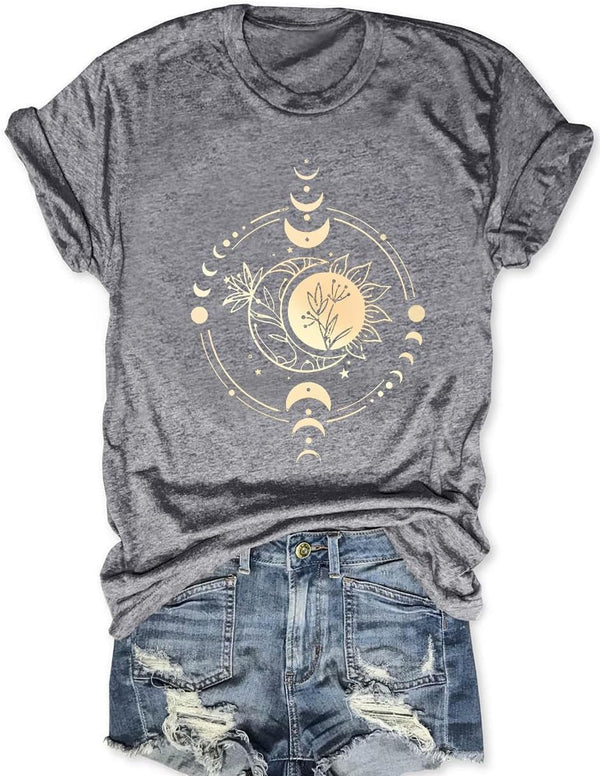 Women Mystical Moon and Sun Shirt Vintage Celestial Moon Top